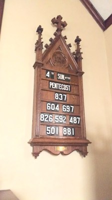 Click on the hymn board to listen to this week's sermon